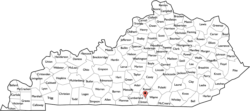 Kentucky Map Image with County Marker